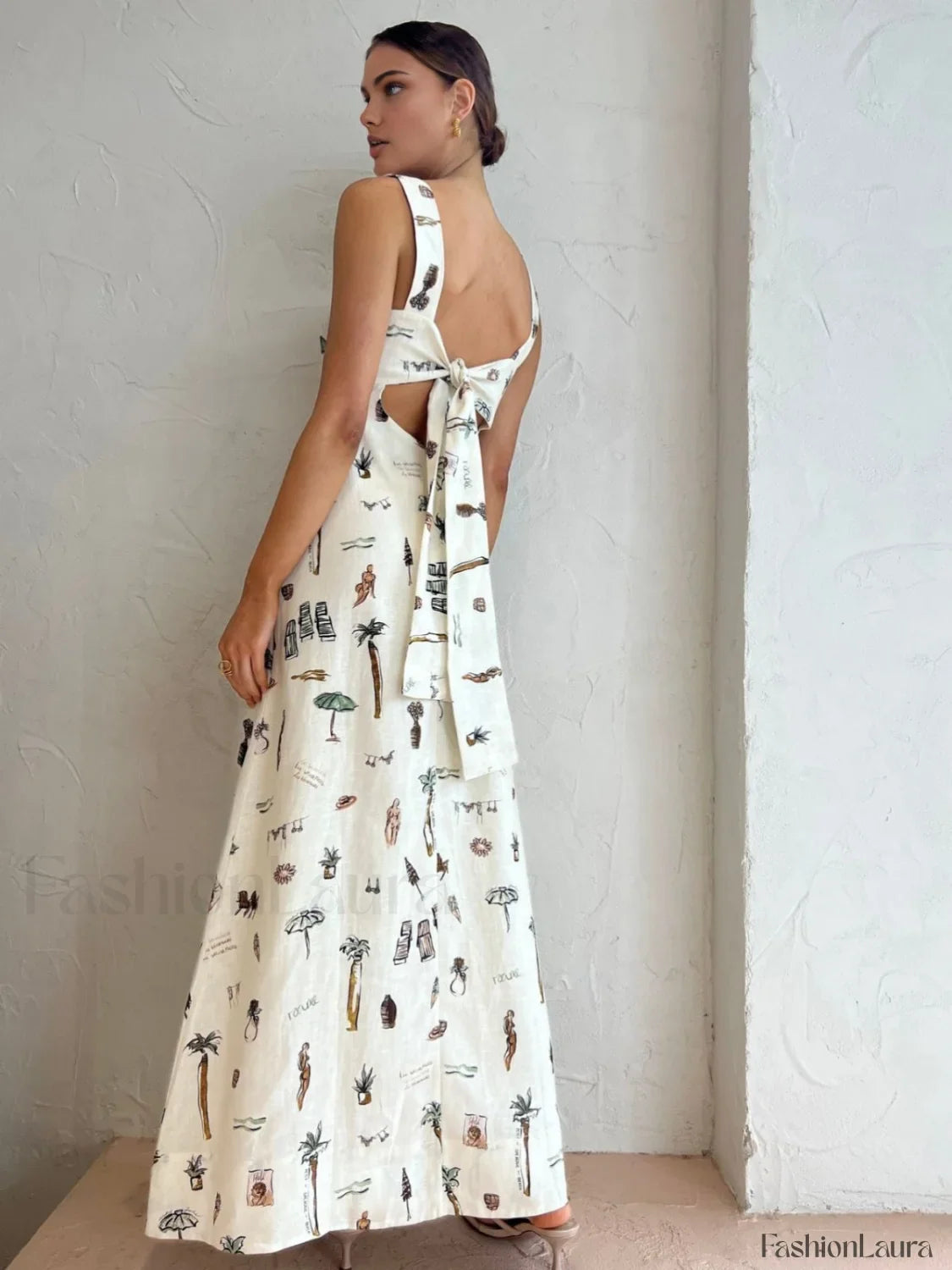 Tropical Print Knotted Long Dress