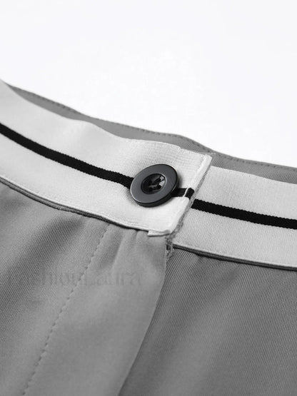 Tube Top Two Piece Contrast Waistband Pants Set