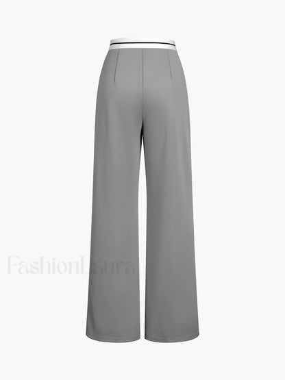 Tube Top Two Piece Contrast Waistband Pants Set
