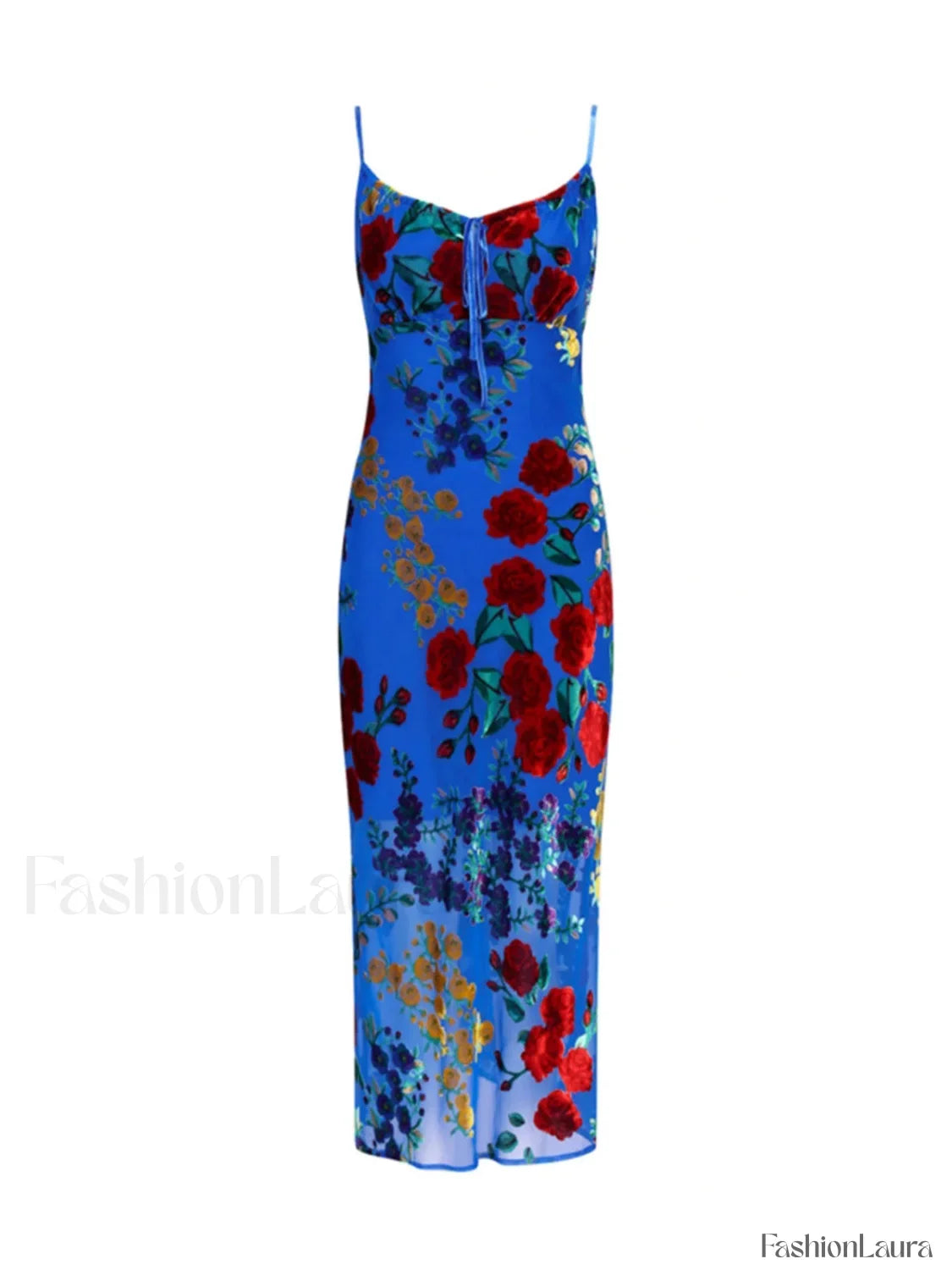Velvet Floral Appliqué Cami Dress