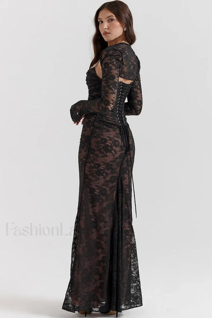 Vintage Cream White Charming Lace Maxi Dress