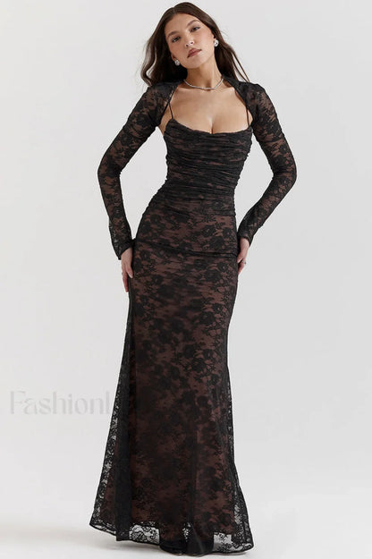 Vintage Cream White Charming Lace Maxi Dress