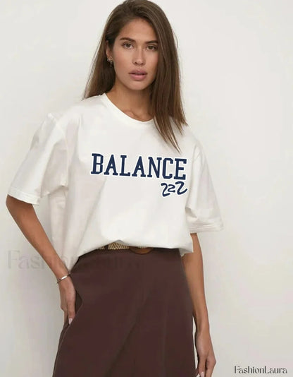 Vintage Letter Printed Cotton T-Shirt