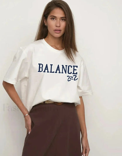 Vintage Letter Printed Cotton T-Shirt