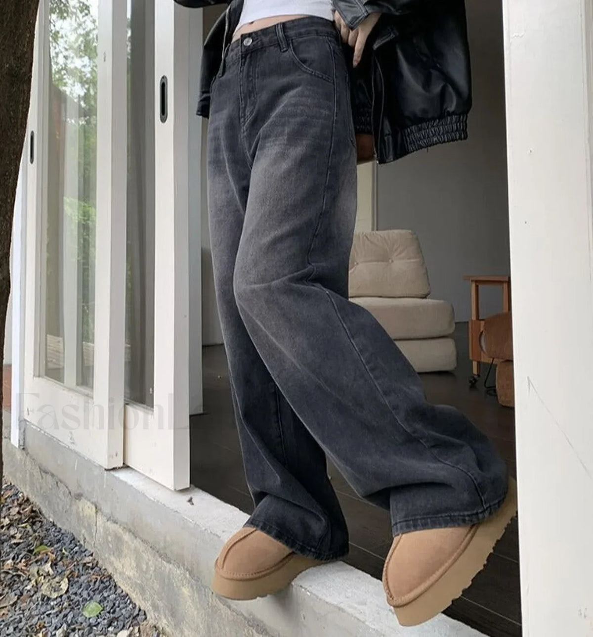 Vintage Wash Graceful Baggy Boyfriend Jeans