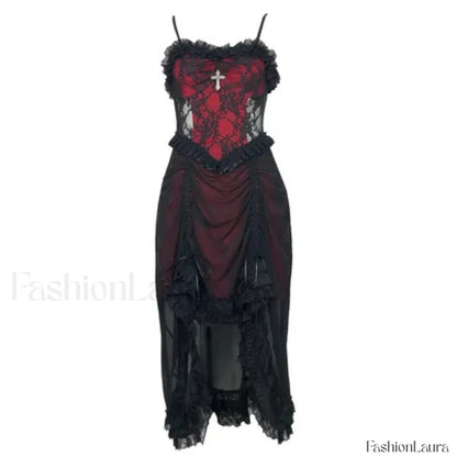 White Gothic Rope Lace Flying Sleeve Party Dress