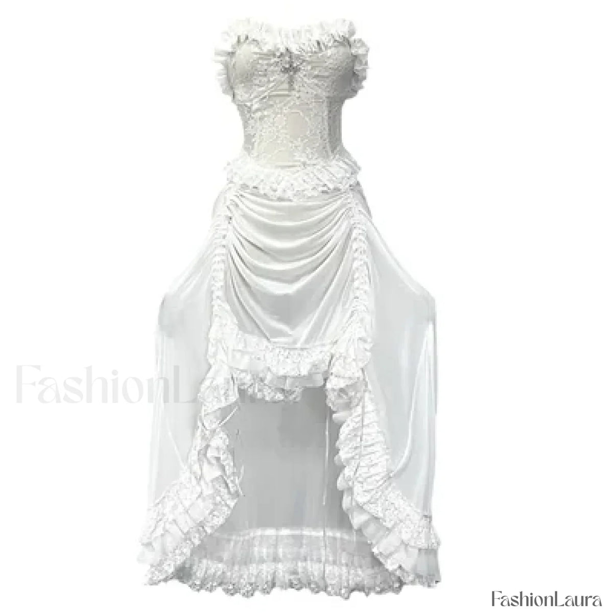 White Gothic Rope Lace Flying Sleeve Party Dress