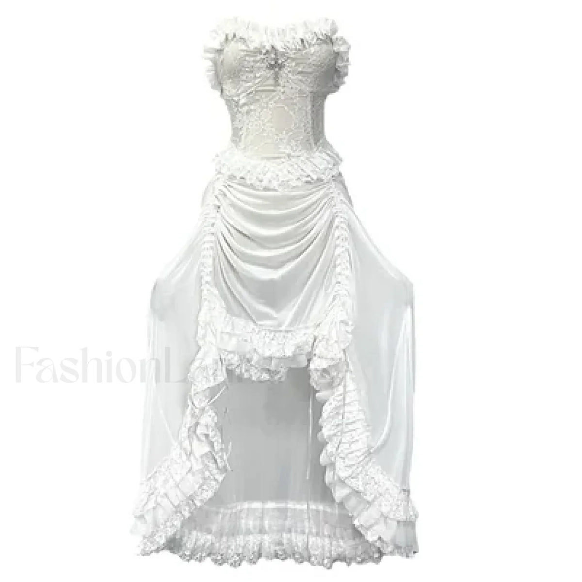 White Gothic Rope Lace Flying Sleeve Party Dress