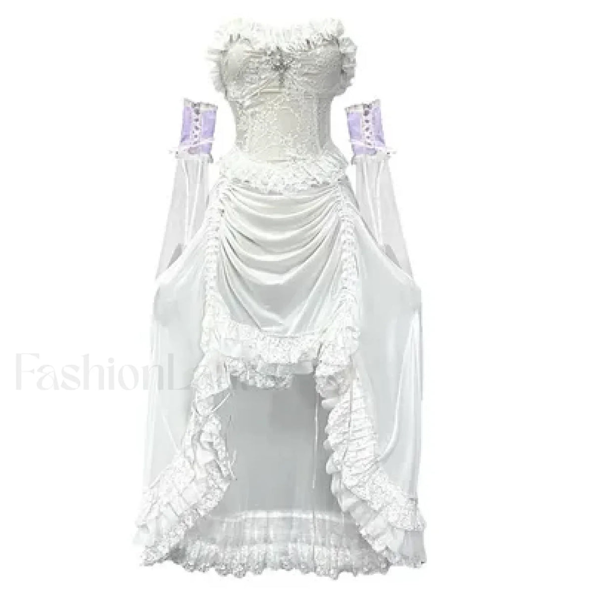 White Gothic Rope Lace Flying Sleeve Party Dress