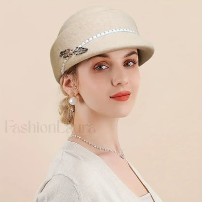 Women's Autumn Winter British Retro Fashionable Short Brimmed Hat
