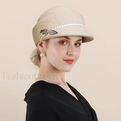 Women's Autumn Winter British Retro Fashionable Short Brimmed Hat