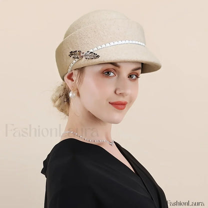Women's Autumn Winter British Retro Fashionable Short Brimmed Hat