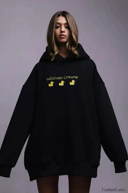Women’s Casual Loose Fit Duck Print Hoodie