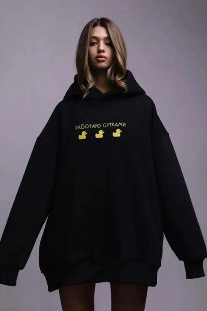 Women’s Casual Loose Fit Duck Print Hoodie