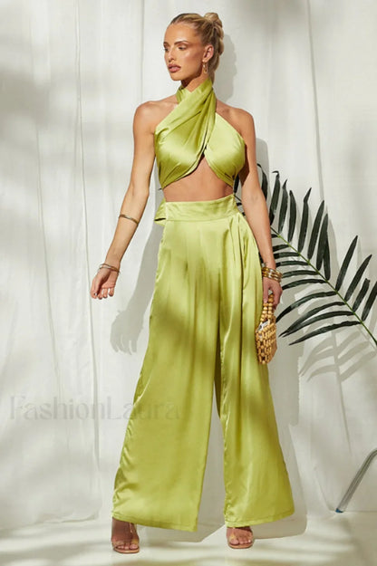 Wrap Me Up Charming Satin Pants Set
