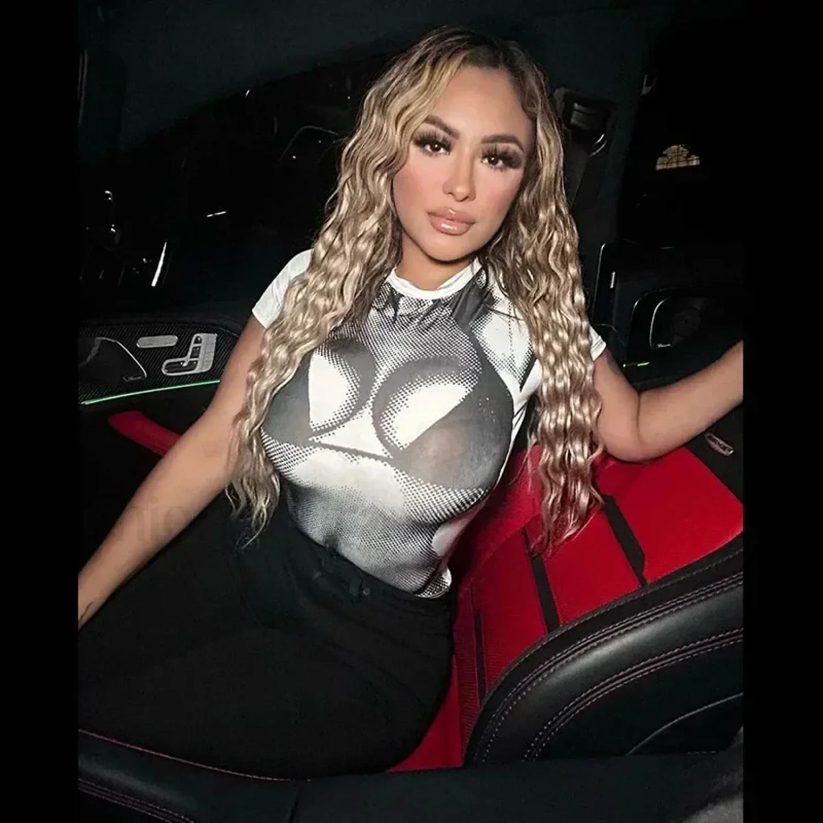 Y2K 3D Printed Sexy Crop T-Shirt