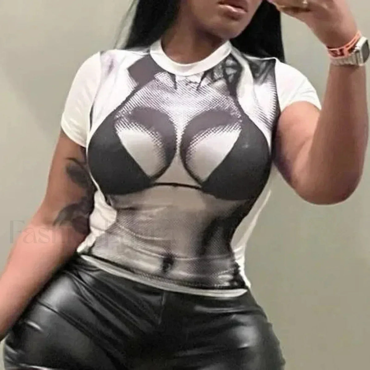 Y2K 3D Printed Sexy Crop T-Shirt