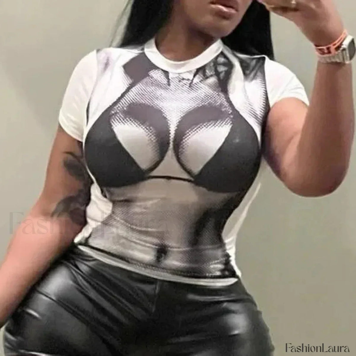 Y2K 3D Printed Sexy Crop T-Shirt
