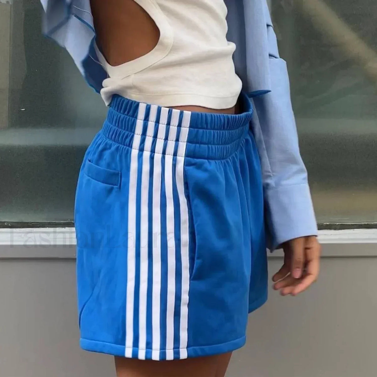 Y2K Retro Striped Patchwork Loose Elastic Waist Short