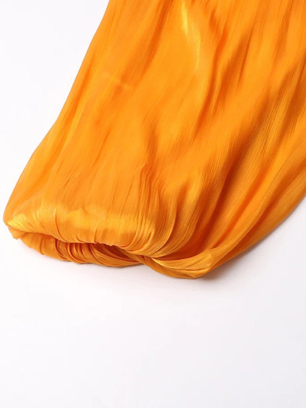 Pleated Deep V-Neck Puff Sleeve Belted A-Line Maxi Dress