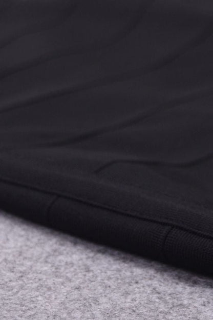 Classic Black Crossover Wrap Neck Long Sleeve Bodycon Mini Dress